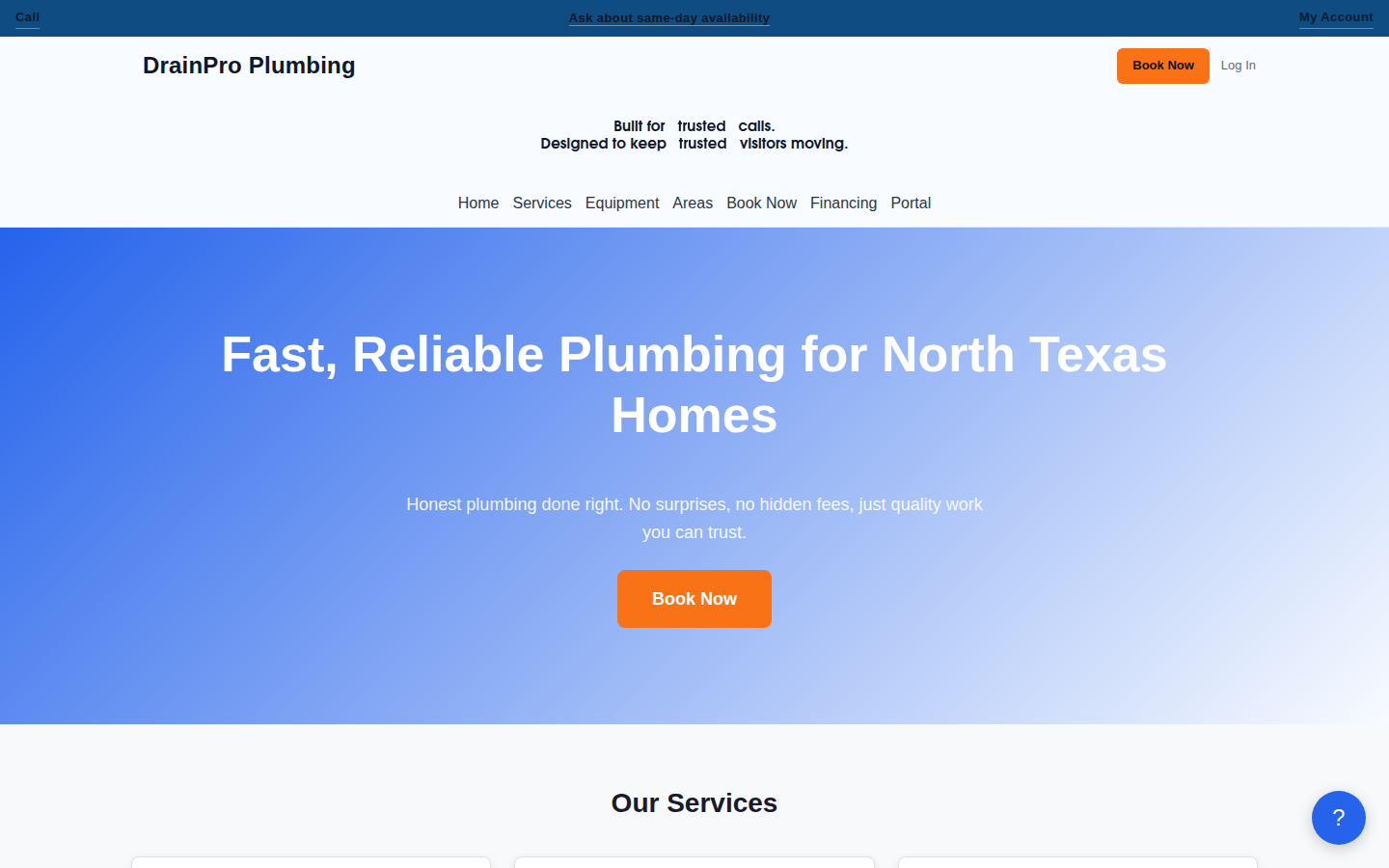 Plumbing Demo desktop home